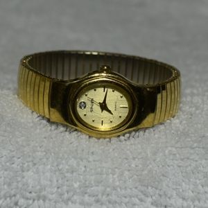 Vintage goldtone diamond watch by Gruen